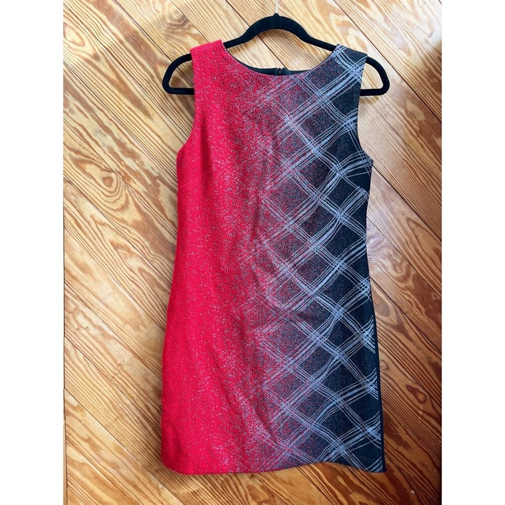 DESIGUAL Red Wool Blend Ombre Plaid Shift Dress
